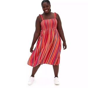 –Torrid Striped Smocked Midi Dress – Size 4 XL